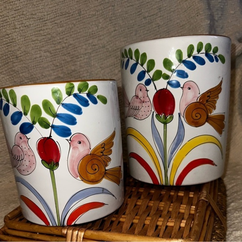 UEC RARE Vintage Numbered 41/260 Italian Hand Painted Ceramic Canisters